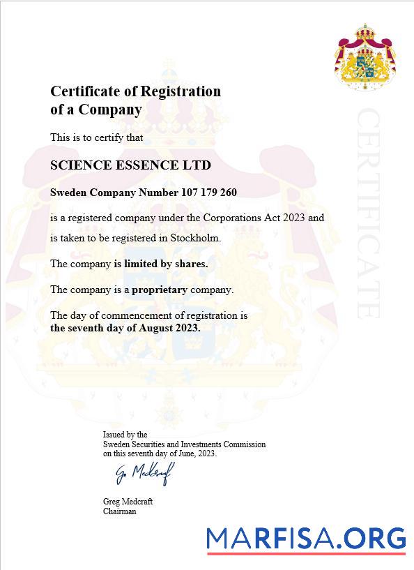 Downloadable Sweden business registration certificate Word and PDF template